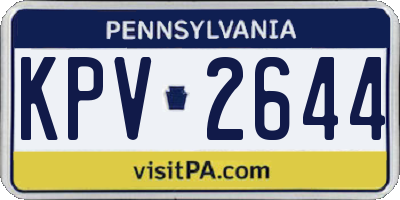 PA license plate KPV2644