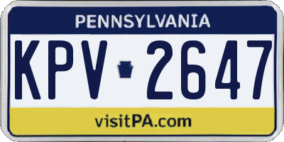 PA license plate KPV2647