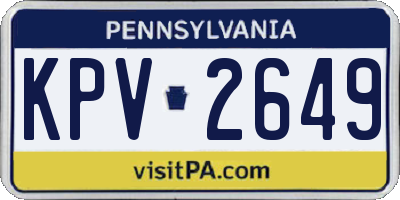 PA license plate KPV2649
