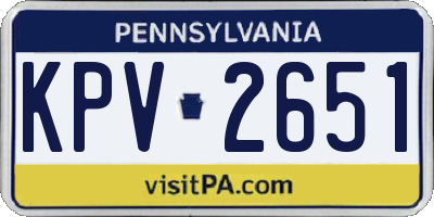 PA license plate KPV2651