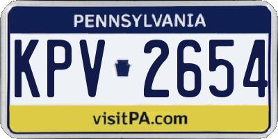 PA license plate KPV2654