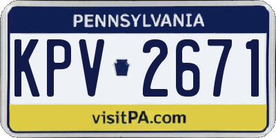 PA license plate KPV2671