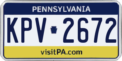 PA license plate KPV2672