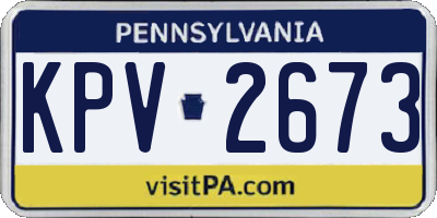 PA license plate KPV2673