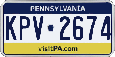 PA license plate KPV2674