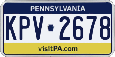 PA license plate KPV2678