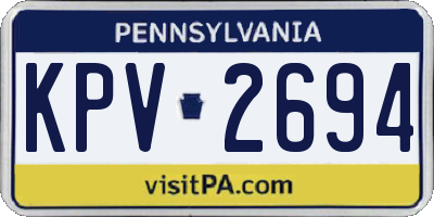 PA license plate KPV2694