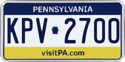 PA license plate KPV2700
