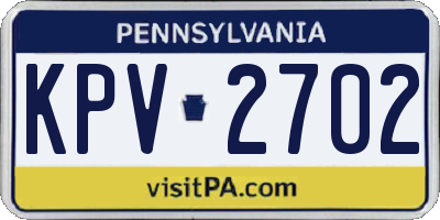 PA license plate KPV2702