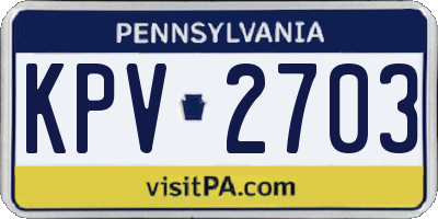 PA license plate KPV2703