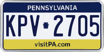 PA license plate KPV2705