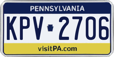 PA license plate KPV2706