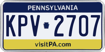 PA license plate KPV2707