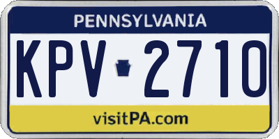 PA license plate KPV2710