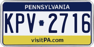 PA license plate KPV2716