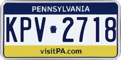 PA license plate KPV2718