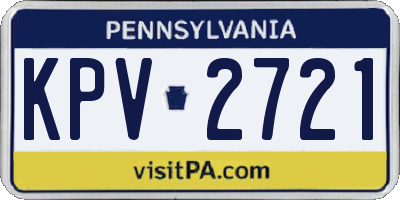 PA license plate KPV2721