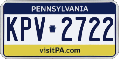 PA license plate KPV2722