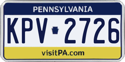 PA license plate KPV2726