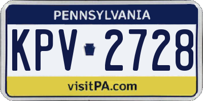 PA license plate KPV2728