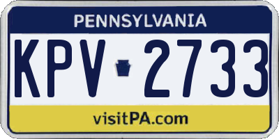 PA license plate KPV2733