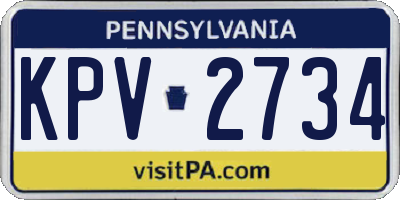 PA license plate KPV2734