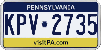 PA license plate KPV2735
