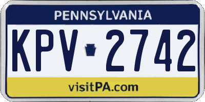 PA license plate KPV2742