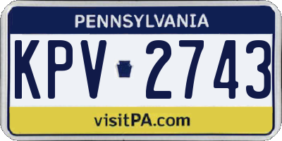 PA license plate KPV2743