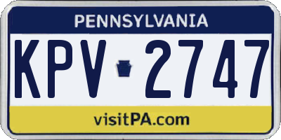 PA license plate KPV2747