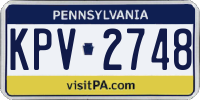 PA license plate KPV2748