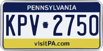 PA license plate KPV2750