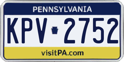 PA license plate KPV2752