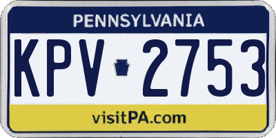 PA license plate KPV2753