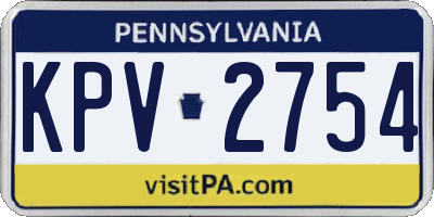 PA license plate KPV2754