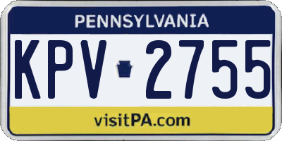 PA license plate KPV2755