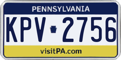 PA license plate KPV2756