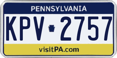 PA license plate KPV2757