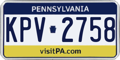 PA license plate KPV2758