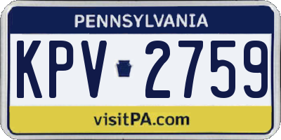 PA license plate KPV2759