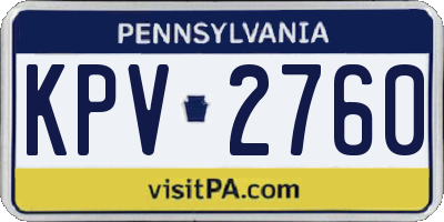 PA license plate KPV2760