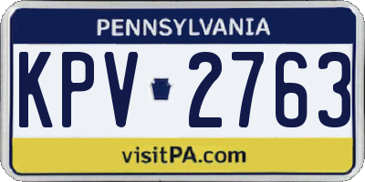 PA license plate KPV2763