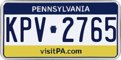 PA license plate KPV2765
