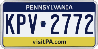 PA license plate KPV2772