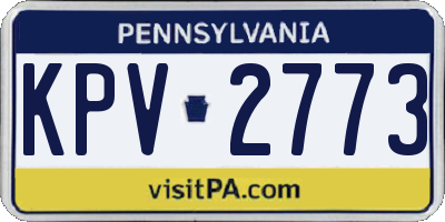 PA license plate KPV2773