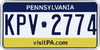 PA license plate KPV2774