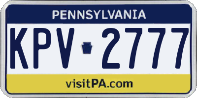 PA license plate KPV2777