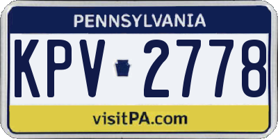 PA license plate KPV2778