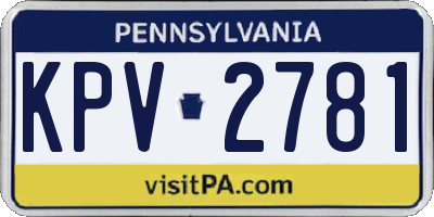PA license plate KPV2781