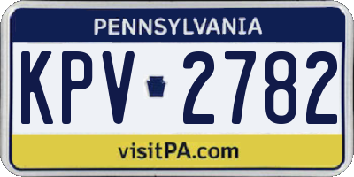 PA license plate KPV2782